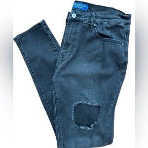 Arizona Jean Co Men’s Black Stretch Jeans Flex Super Skinny Size 34x32 Distress